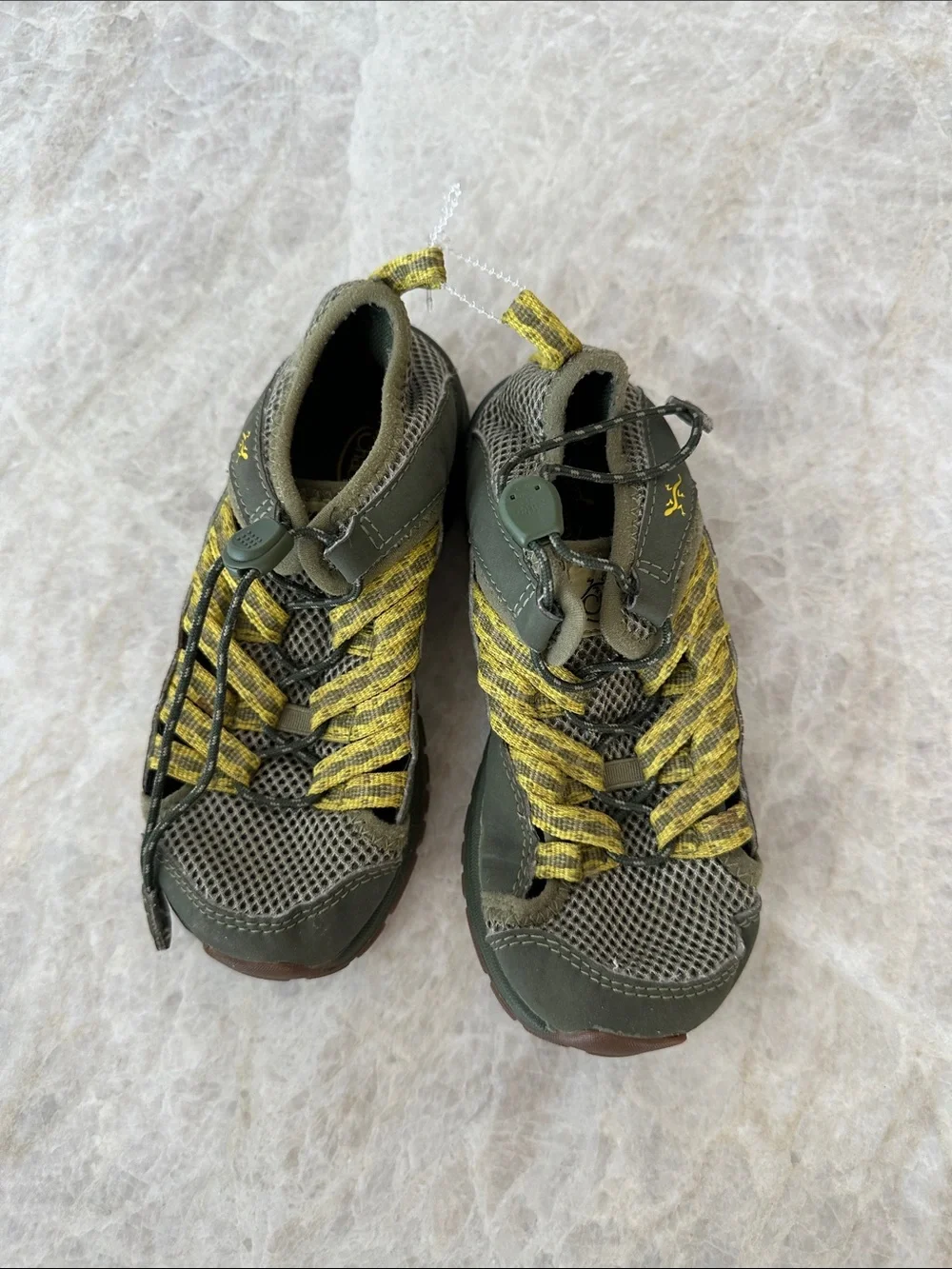Chaco Kids Olive Green and Yellow Outdoor Sneakers 11/12